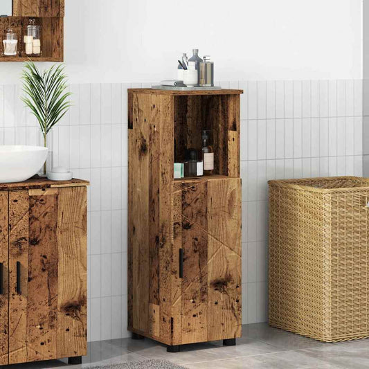 Baderomsskap med dør Gammelt tre 30 x 35 x 95 cm Konstruert tre