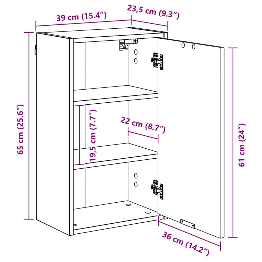 Baderomsskap Gammelt tre 39 x 23.5 x 65 cm Konstruert tre