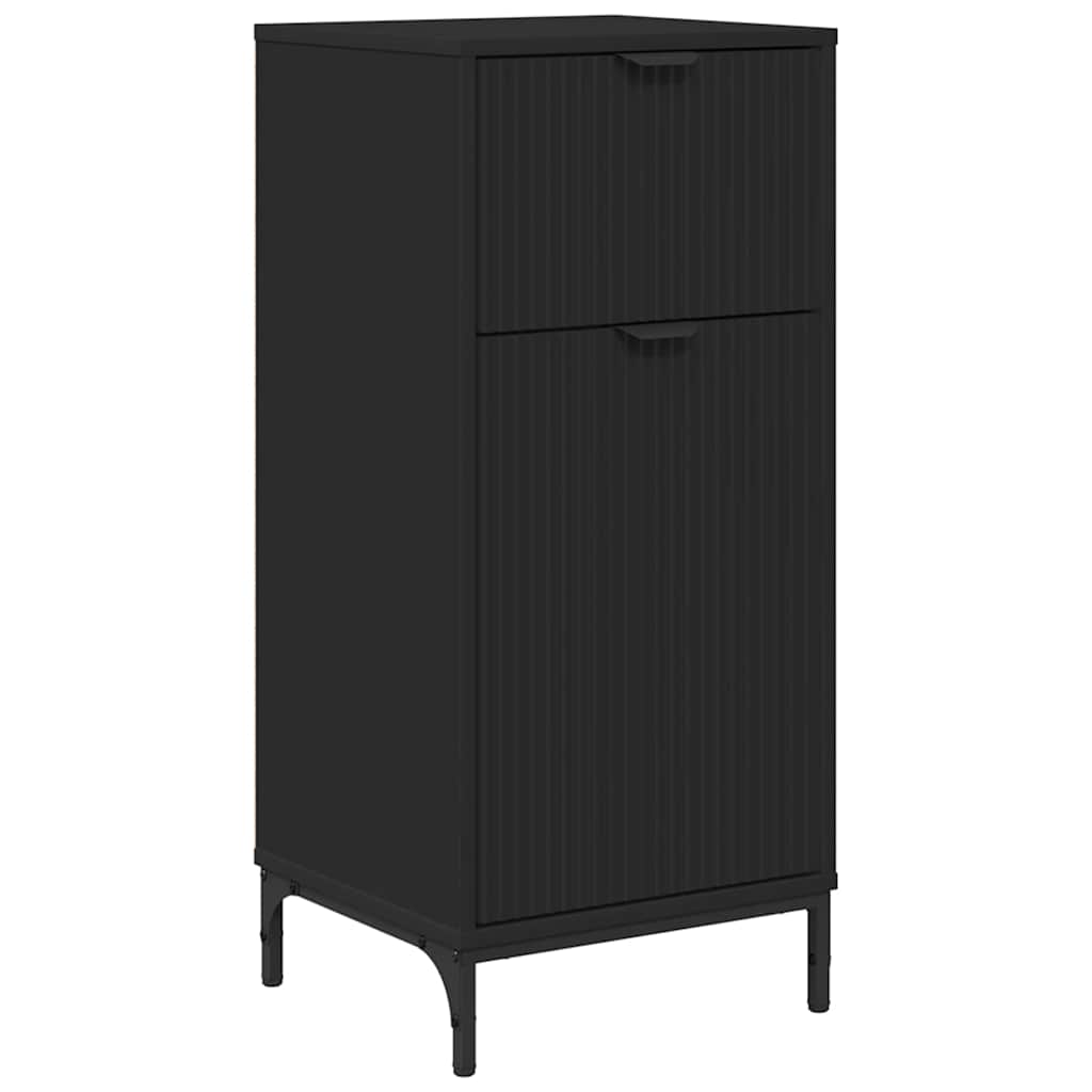 Baderomsskap med skuff Svart 39.5 x 36 x 88 cm Konstruert tre