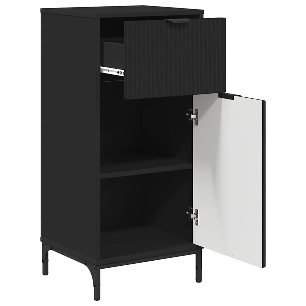 Baderomsskap med skuff Svart 39.5 x 36 x 88 cm Konstruert tre