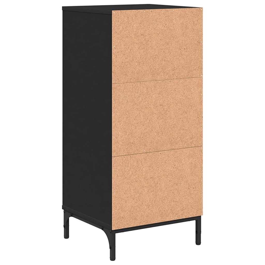 Baderomsskap med skuff Svart 39.5 x 36 x 88 cm Konstruert tre
