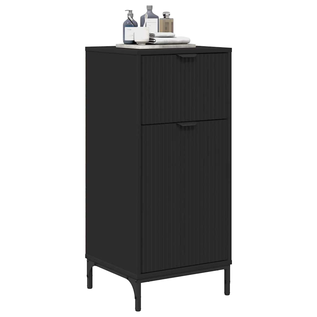 Baderomsskap med skuff Svart 39.5 x 36 x 88 cm Konstruert tre