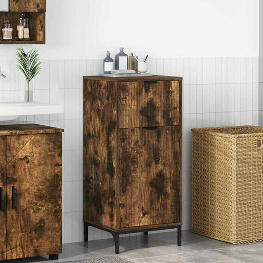 Baderomsskap med dør Røkt eik 39.5 x 36 x 88 cm Konstruert tre