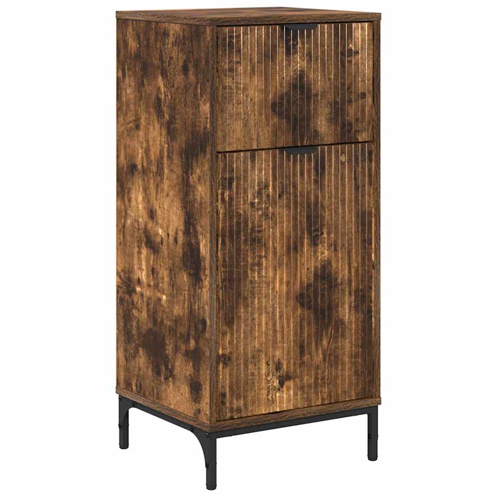 Baderomsskap med dør Røkt eik 39.5 x 36 x 88 cm Konstruert tre