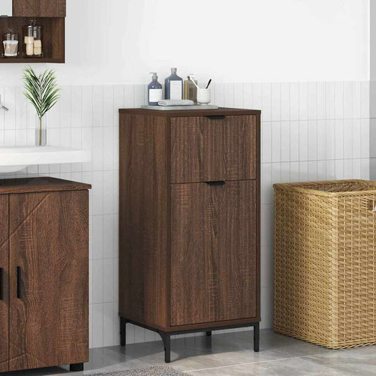 Baderomsskap med dør brun eik 39.5 x 36 x 88 cm Konstruert tre