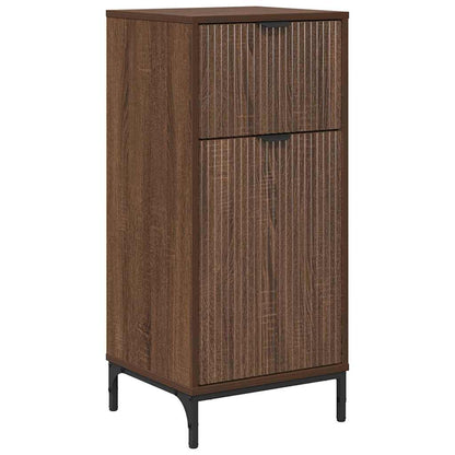 Baderomsskap med dør brun eik 39.5 x 36 x 88 cm Konstruert tre