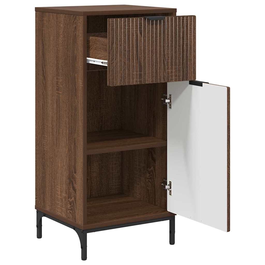 Baderomsskap med dør brun eik 39.5 x 36 x 88 cm Konstruert tre