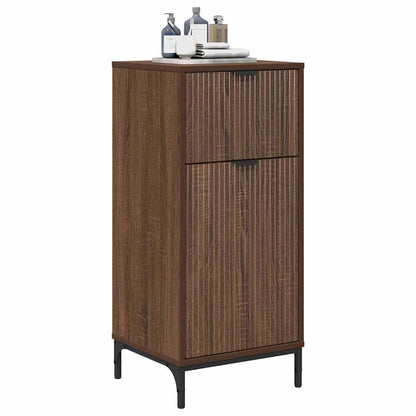 Baderomsskap med dør brun eik 39.5 x 36 x 88 cm Konstruert tre