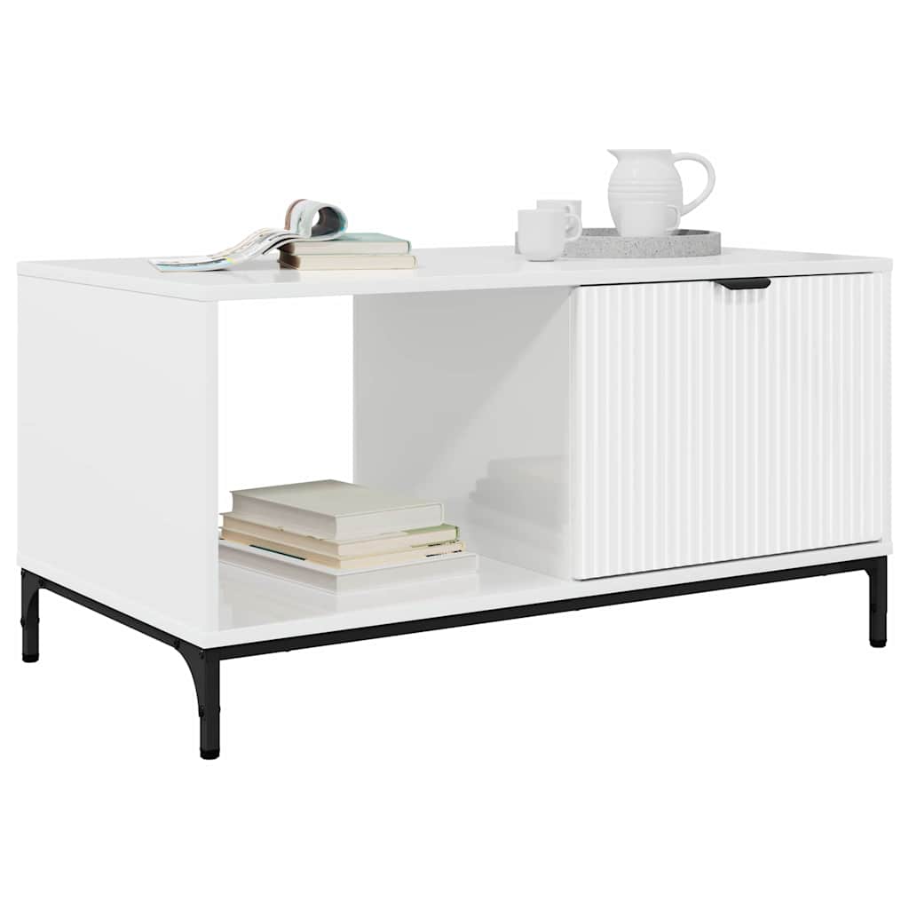Salongbord Sofabord Høyglans Hvit 90 x 49 x 46 cm