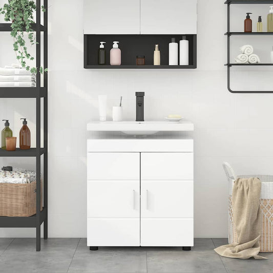 Bad vaskeskap Høyglans hvit 60 x 34 x 63 cm Konstruert tre