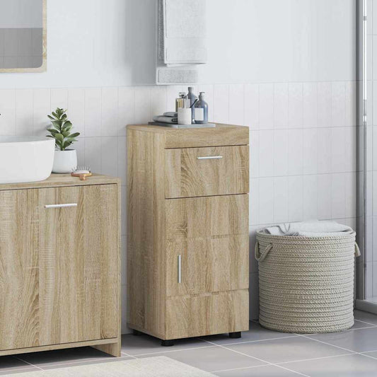 Baderomsskap Sonoma eik 37 x 31.5 x 82 cm Konstruert tre
