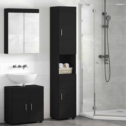 Baderomsskap TULUM Svart 37 x 31.5 x 203 cm Konstruert tre