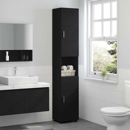 Baderomsskap TULUM Svart 37 x 31.5 x 203 cm Konstruert tre