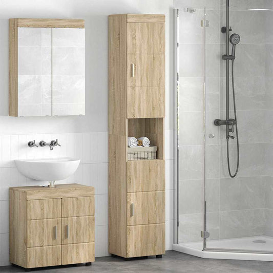 Baderomsskap TULUM Sonoma eik 37 x 31.5 x 203 cm Konstruert tre