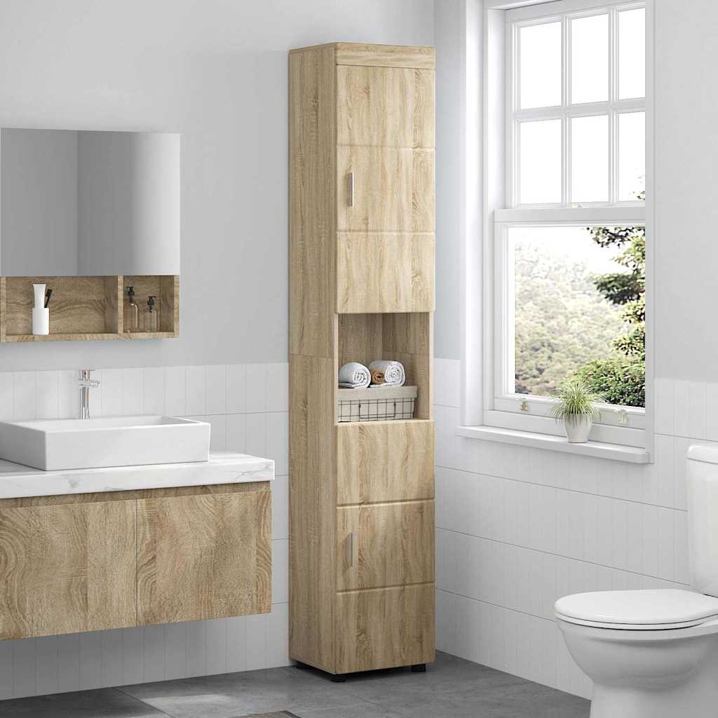 Baderomsskap TULUM Sonoma eik 37 x 31.5 x 203 cm Konstruert tre