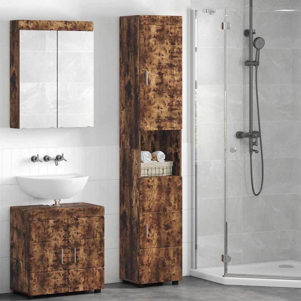 Baderomsskap TULUM Røkt eik 37 x 31.5 x 203 cm Konstruert tre