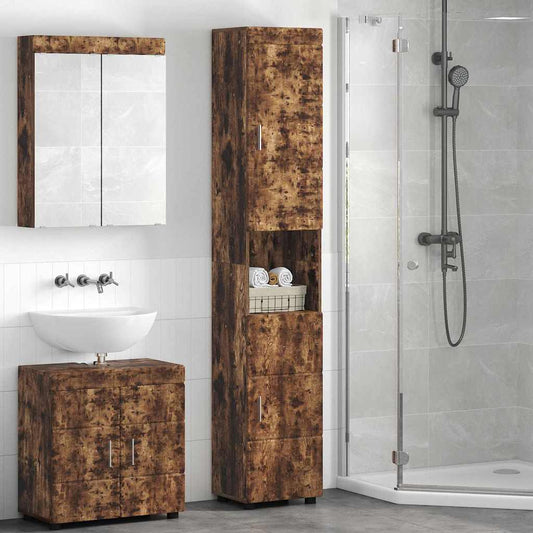 Baderomsskap TULUM Røkt eik 37 x 31.5 x 203 cm Konstruert tre