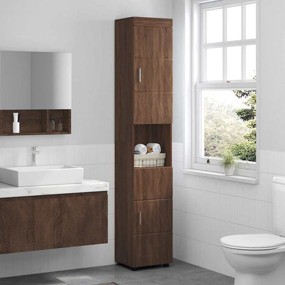 Baderomsskap TULUM brun eik 37 x 31.5 x 203 cm Konstruert tre