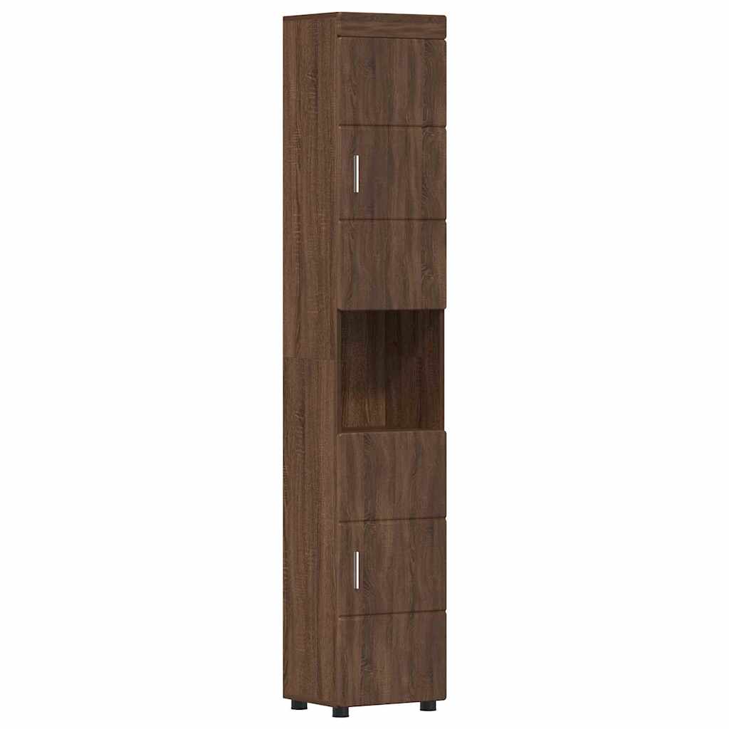 Baderomsskap TULUM brun eik 37 x 31.5 x 203 cm Konstruert tre