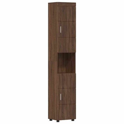 Baderomsskap TULUM brun eik 37 x 31.5 x 203 cm Konstruert tre