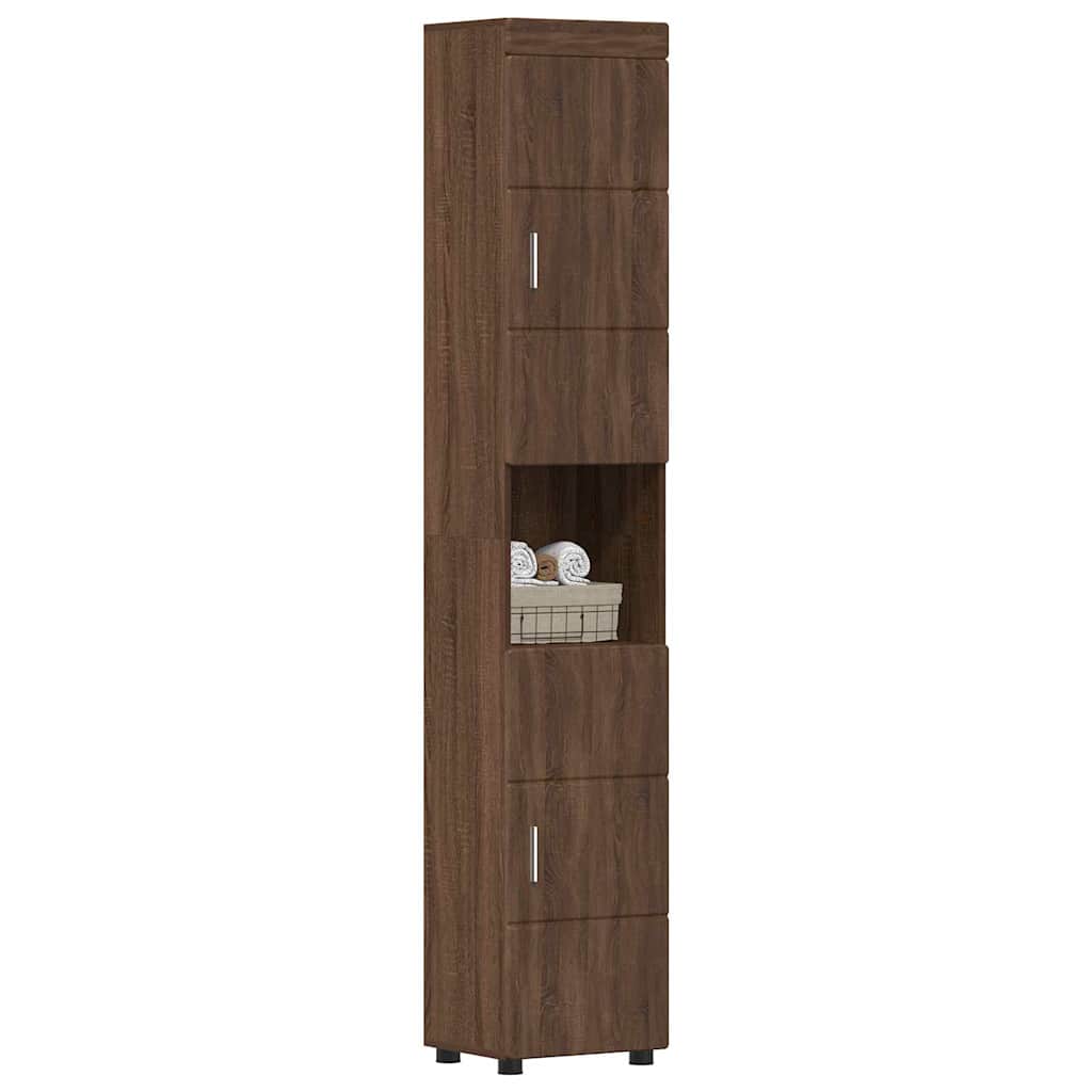 Baderomsskap TULUM brun eik 37 x 31.5 x 203 cm Konstruert tre