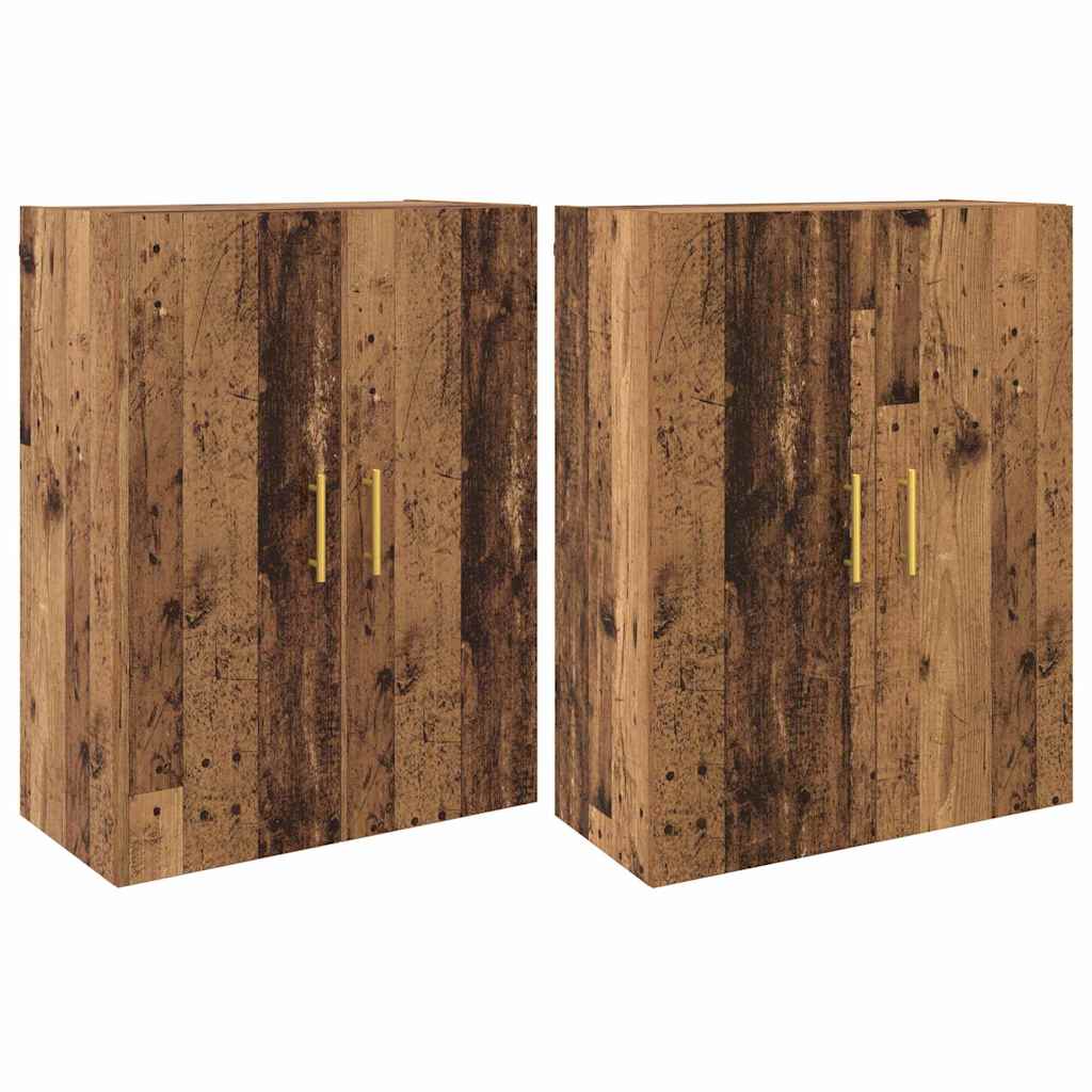 Veggskap Gammelt Tre 2 stk 69.5 x 34 x 90 cm
