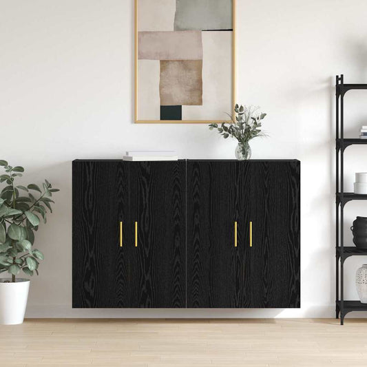 Veggskap Svart Eik 2 stk 69.5 x 34 x 90 cm