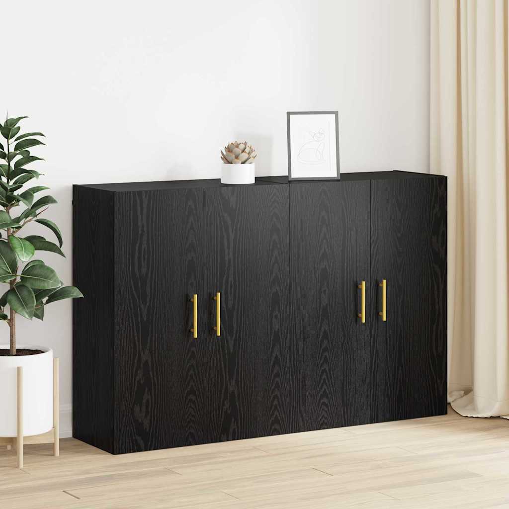 Veggskap Svart Eik 2 stk 69.5 x 34 x 90 cm