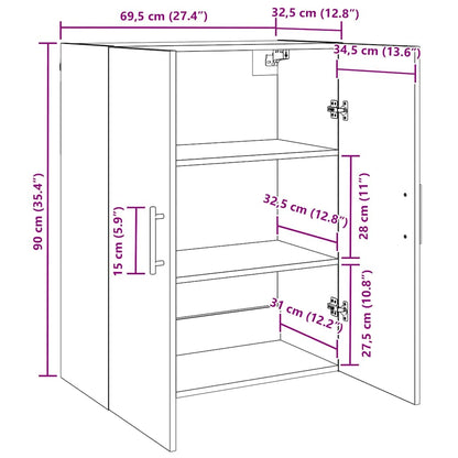 Veggskap Svart Eik 2 stk 69.5 x 34 x 90 cm