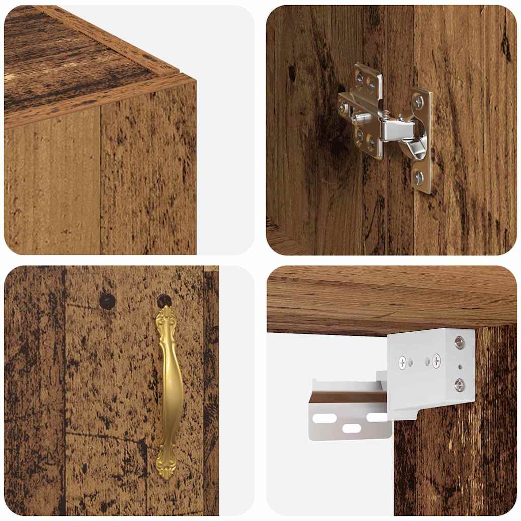 Veggskap Gammelt Tre 2 stk 69.5 x 34 x 90 cm