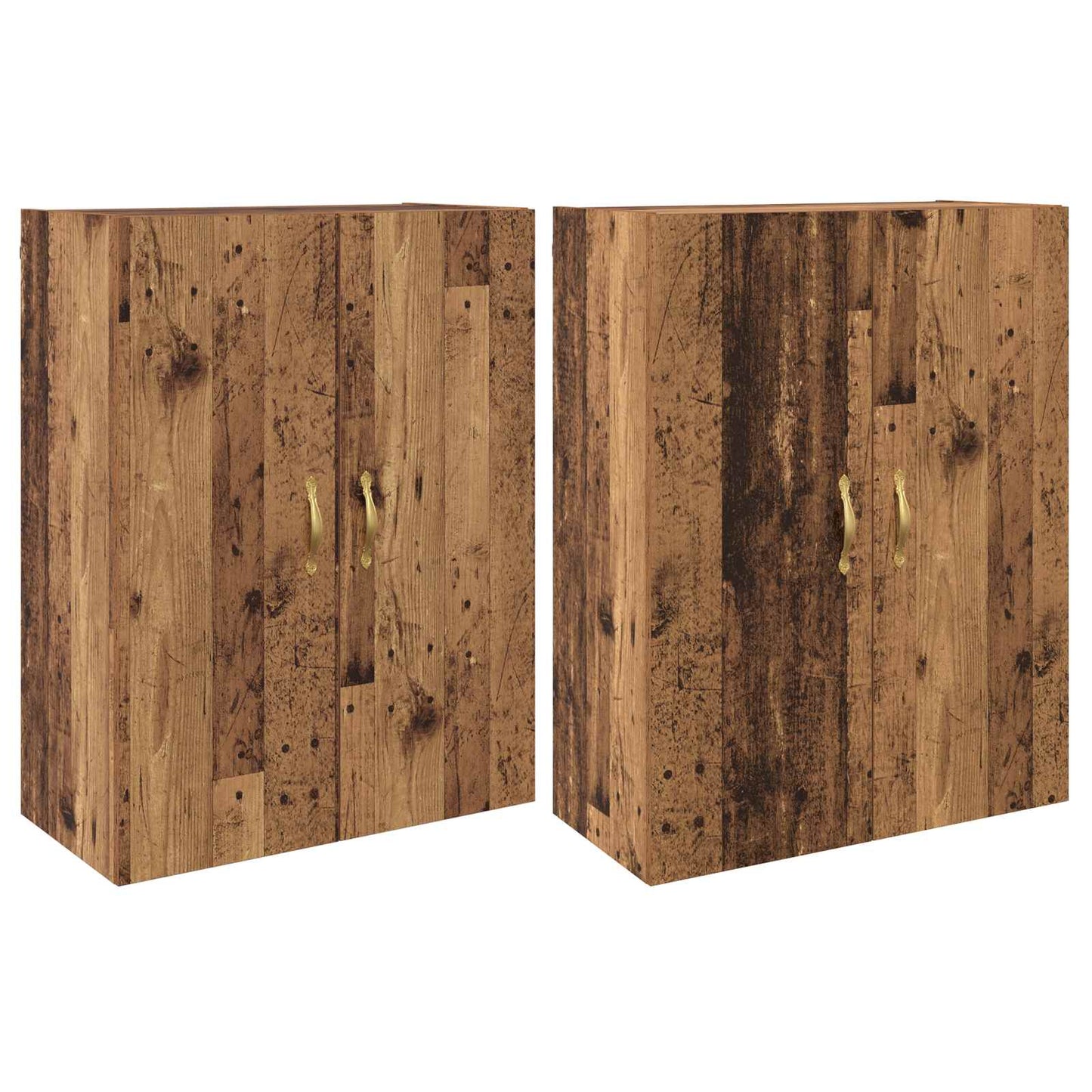 Vegghengt skap Veggmontert 2 pcs Gammelt tre 69,5 x 34 x 90 cm