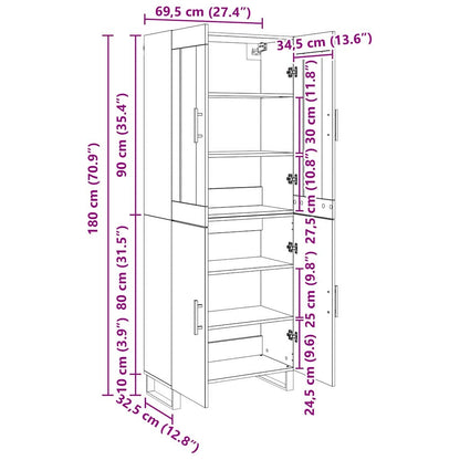 Skap Svart Eik 69.5 x 34 x 90 cm