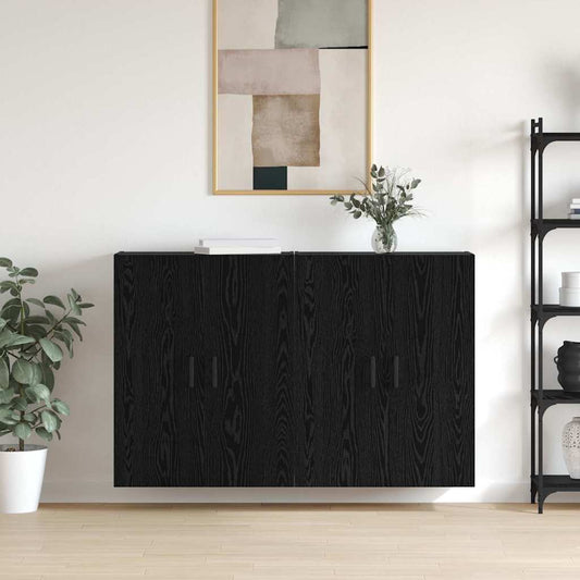 Veggskap Svart Eik 2 stk 69.5 x 34 x 90 cm