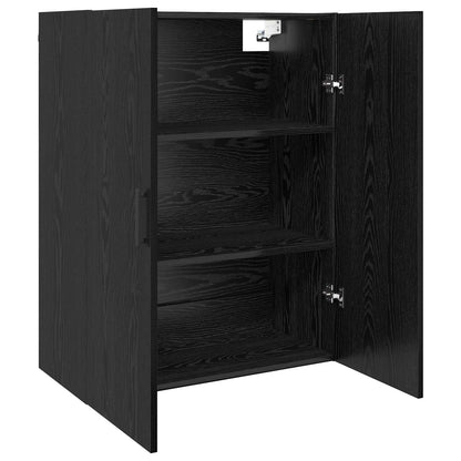 Vegghengt skap 2 pcs Svart Eik 69,5 x 34 x 90 cm Konstruert tre