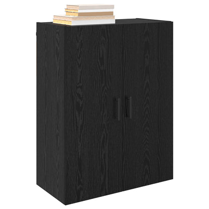 Vegghengt skap 2 pcs Svart Eik 69,5 x 34 x 90 cm Konstruert tre