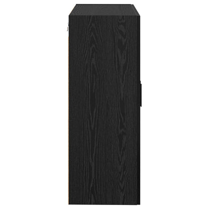 Vegghengt skap 2 pcs Svart Eik 69,5 x 34 x 90 cm Konstruert tre