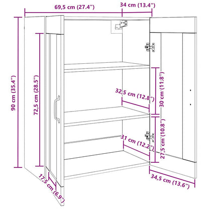 Veggskap Gammelt Tre 2 stk 69.5 x 34 x 90 cm