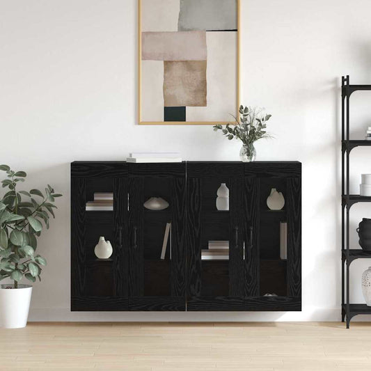 Veggskap Svart Eik 2 stk 69.5 x 34 x 90 cm
