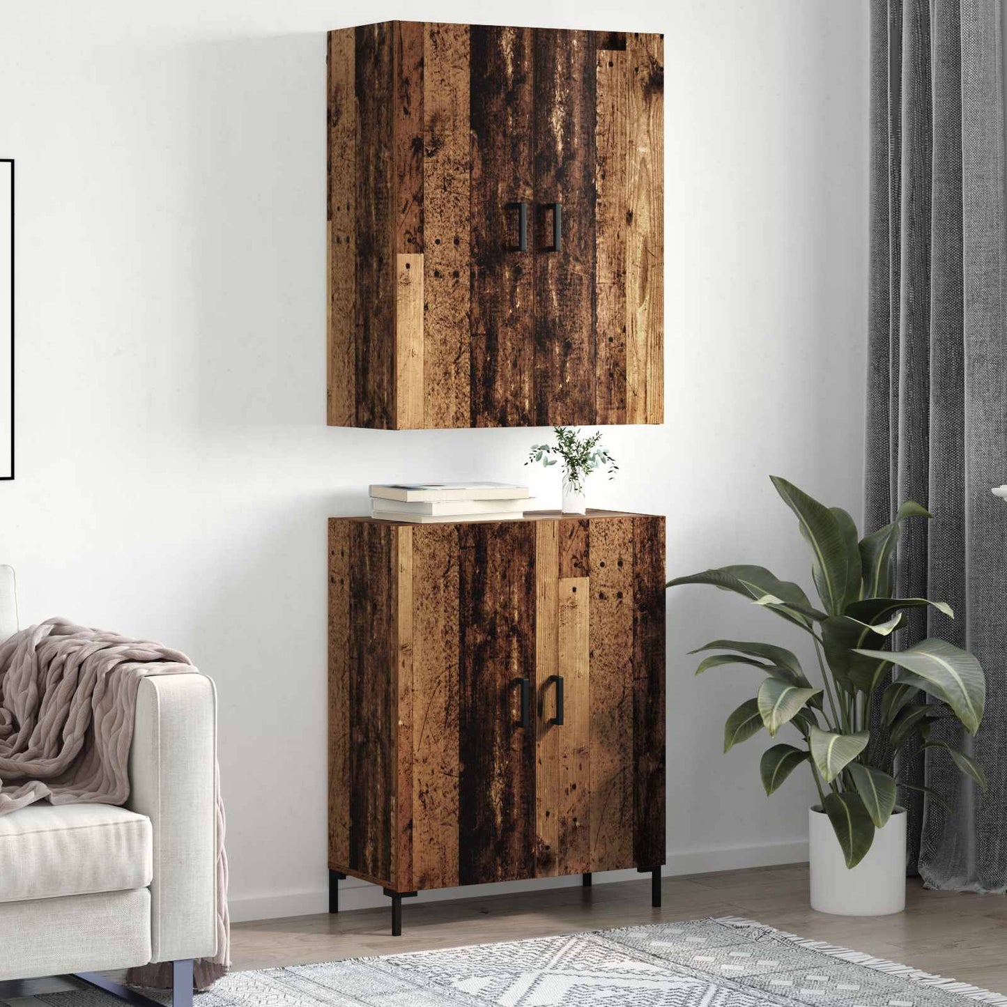 Høyskap Gammelt tre 69,5 x 34 x 180 cm Konstruert tre