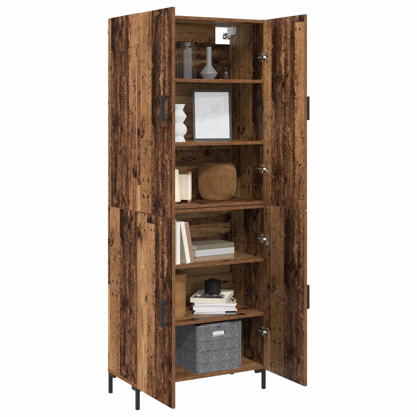 Høyskap Gammelt tre 69,5 x 34 x 180 cm Konstruert tre