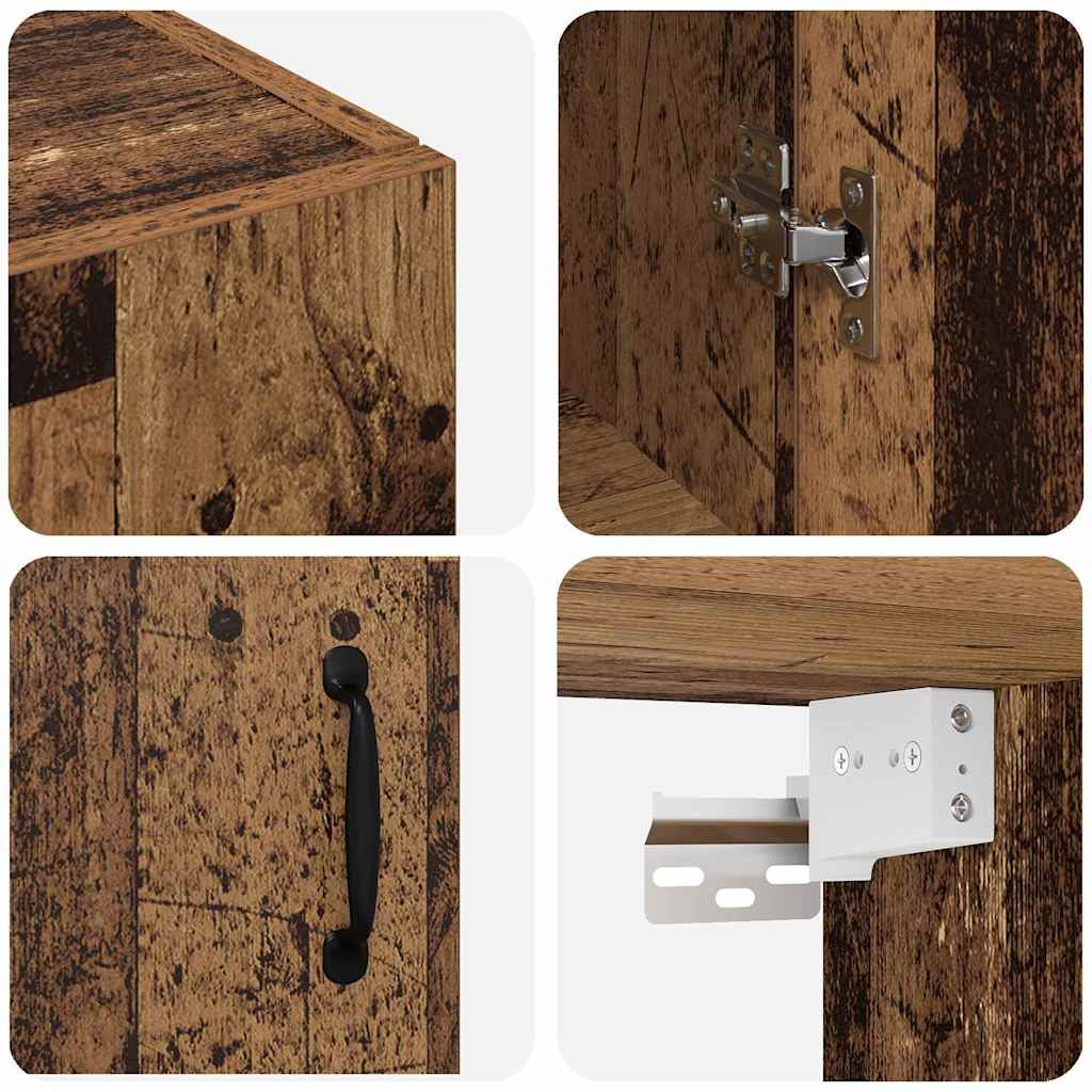 Veggskap Gammelt Tre 2 stk 69.5 x 34 x 90 cm