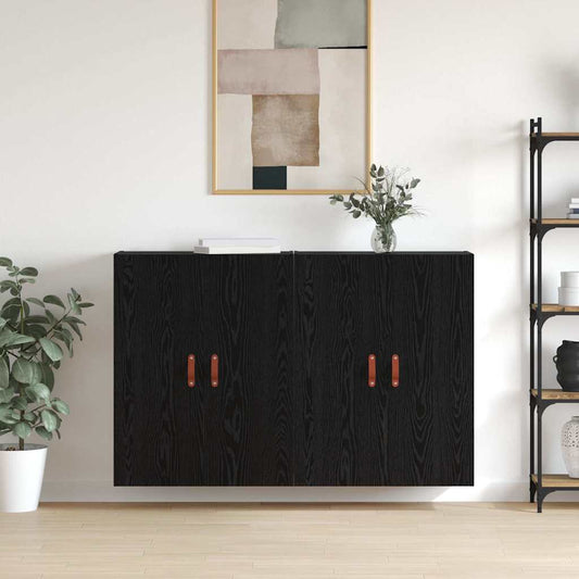 Veggskap Svart Eik 2 stk 69.5 x 34 x 90 cm