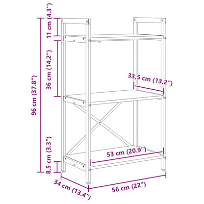 Bokhylle Sonoma eik 56 x 34 x 96 cm Konstruert tre