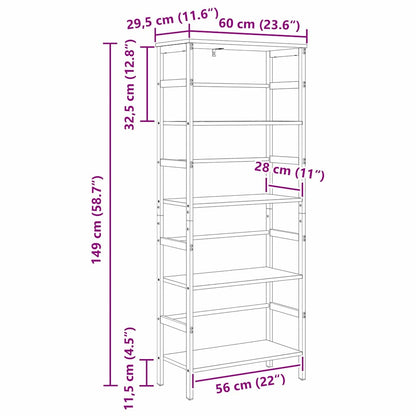 Bokhylle Sonoma eik 60 x 29,5 x 149 cm Konstruert tre