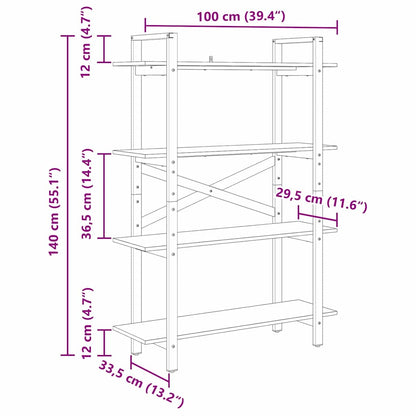 Bokhylle Sonoma eik 100 x 33,5 x 140 cm Konstruert tre