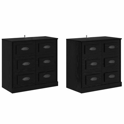 Skap 2 pcs Svart Eik 70 x 35,5 x 67,5 cm Konstruert tre