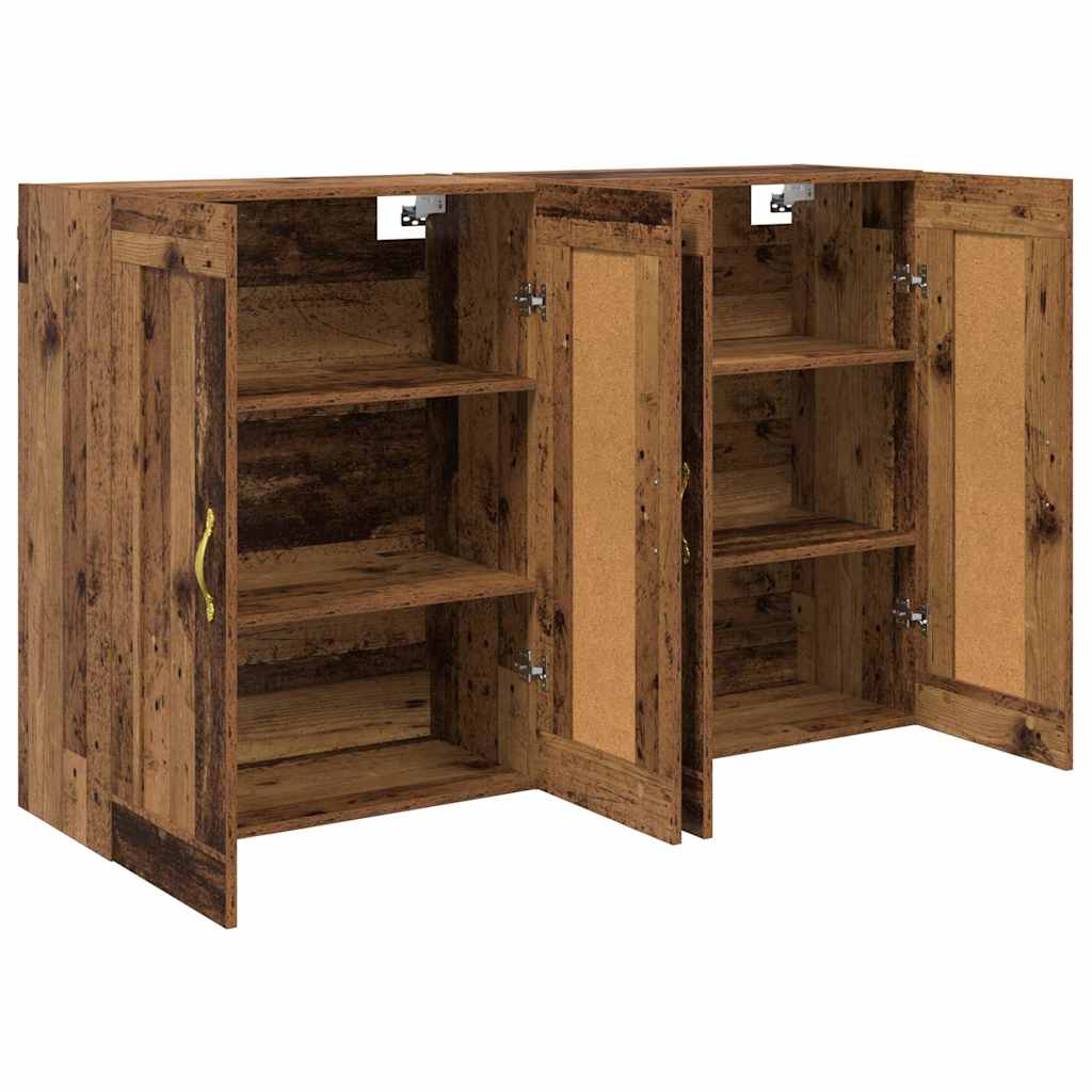 Vegghengt skap Veggmontert 2 pcs Gammelt tre 69,5 x 34 x 90 cm