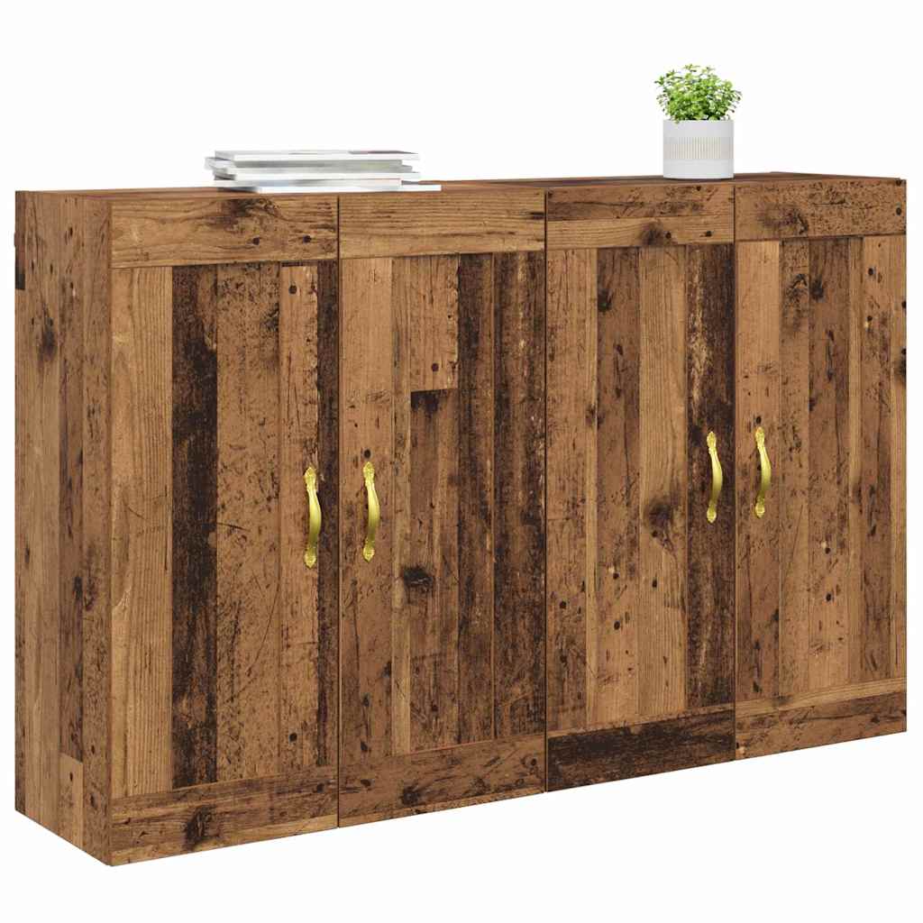 Vegghengt skap Veggmontert 2 pcs Gammelt tre 69,5 x 34 x 90 cm