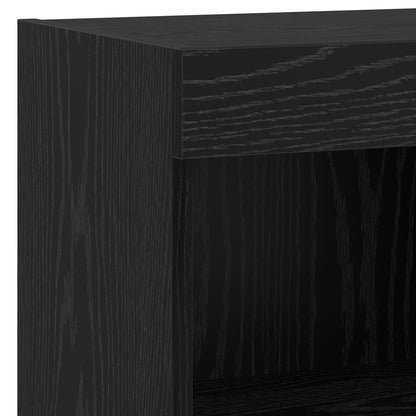 TV Veggskap med LED -stripelys 4 pcs Svart Eik Konstruert tre