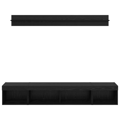 TV vegghyllesett med LED 5 pcs Svart Eik Konstruert tre